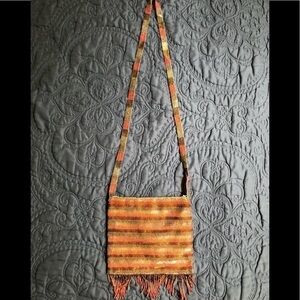 Orange Beaded Mexican purse!
